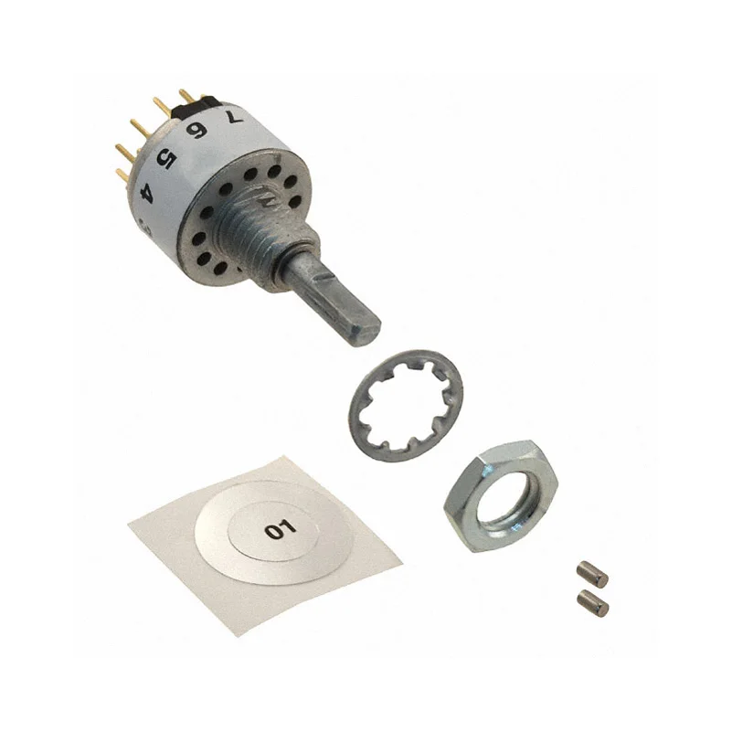 56DP30-01-2-AJN Flatted 3.17mm Dia Actuator Rotary Switch DP6T 2-6 Position Panel Mount Through Hole 56DP30012AJN PC Pin