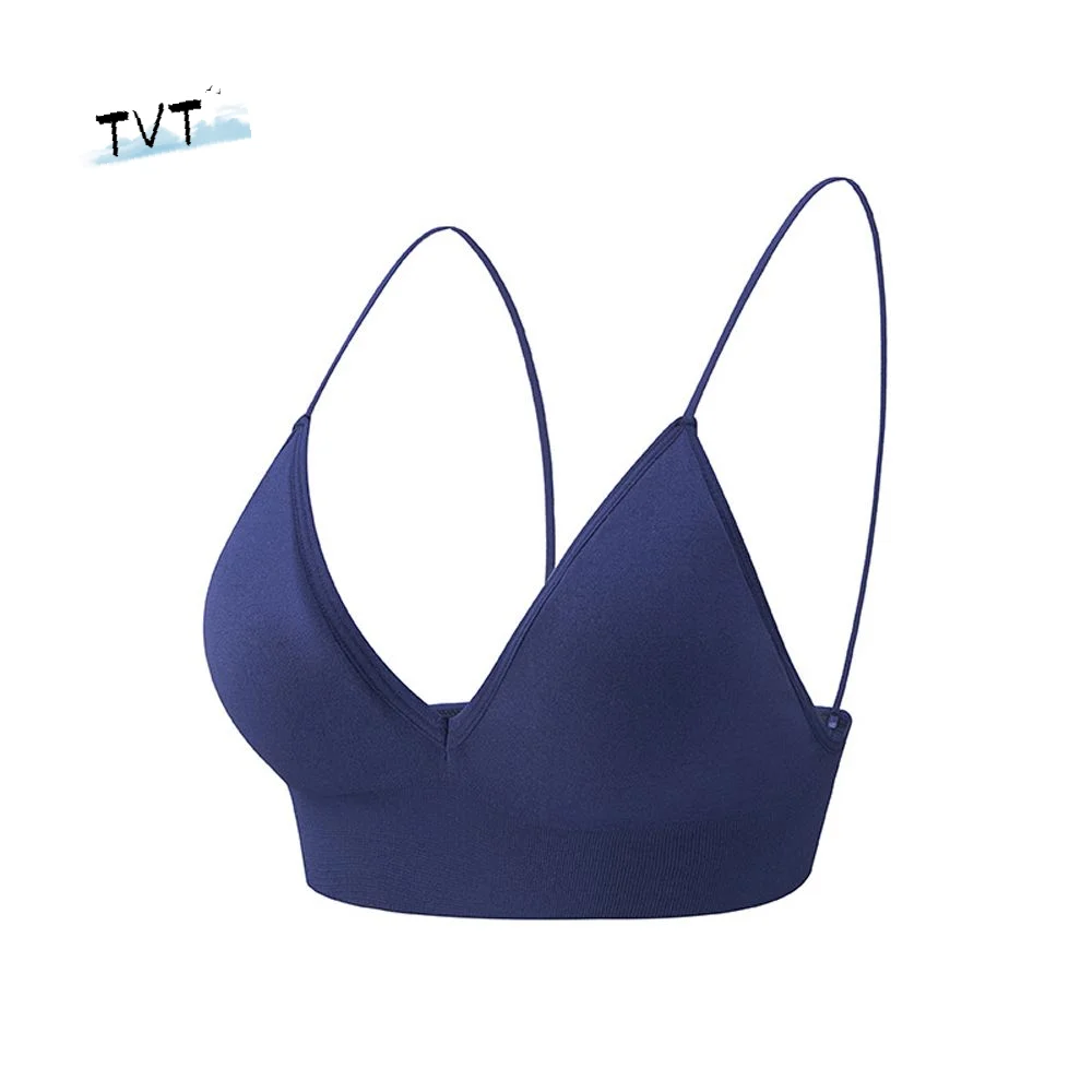 

For Girls Boneless Push Up Triangle Cup Women Crop Top Fitness Yoga Top Sports Bra Deep V Bralettes