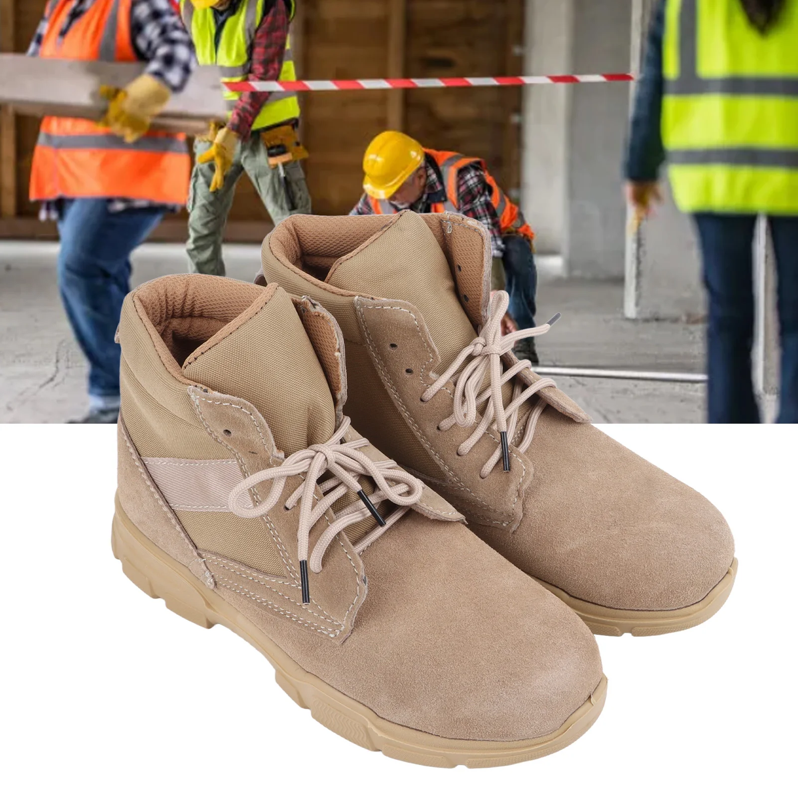 Bota de trabalho masculina ZK30, cano alto, leve, resistente a perfurações, biqueira de aço, bota de trabalho para todas as estações, para trabalhador de soldagem 609, todas as estações