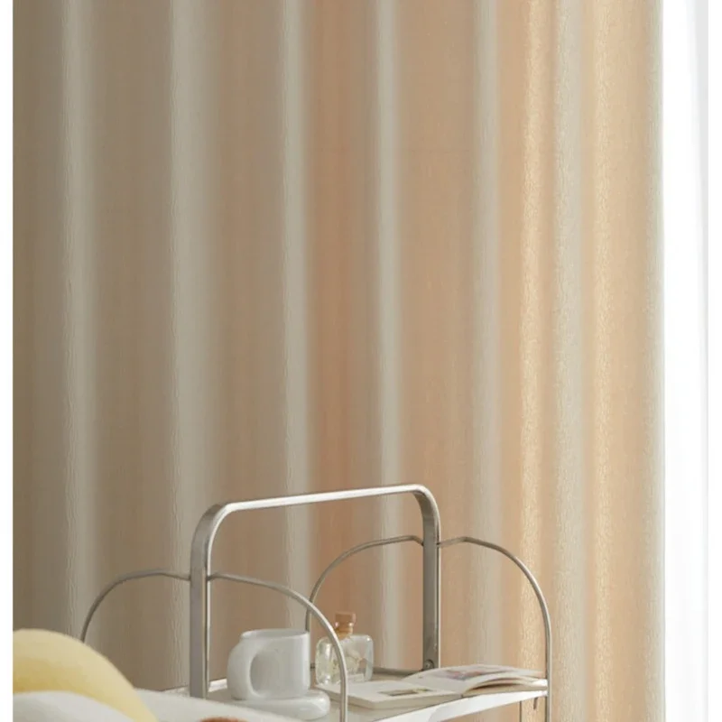 Open Fabric Art Nordic Modern Simple Cream Oat Milk Tea Color Curtains for Living Room Bedroom Custom Size