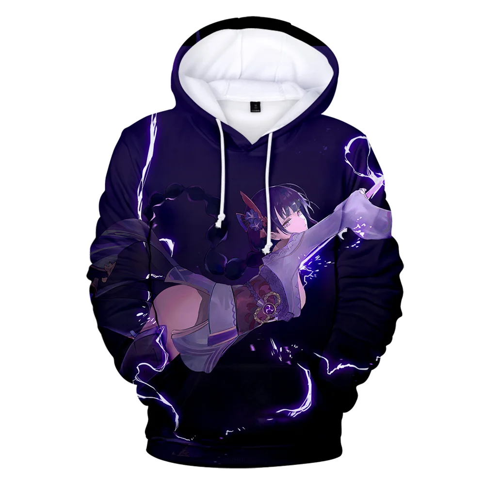 Genshin darbe Raiden Shogun 3D baskı Hoodies moda sonbahar kış takım elbise Hoodies spor Harajuku kadın/erkekler kapşonlu