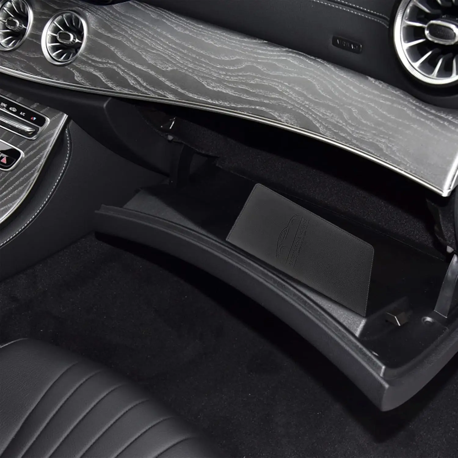 

Магнитный автомобильный органайзер для перчаток — черный держатель премиум-класса для водительских прав, регистрационных и страховых карт