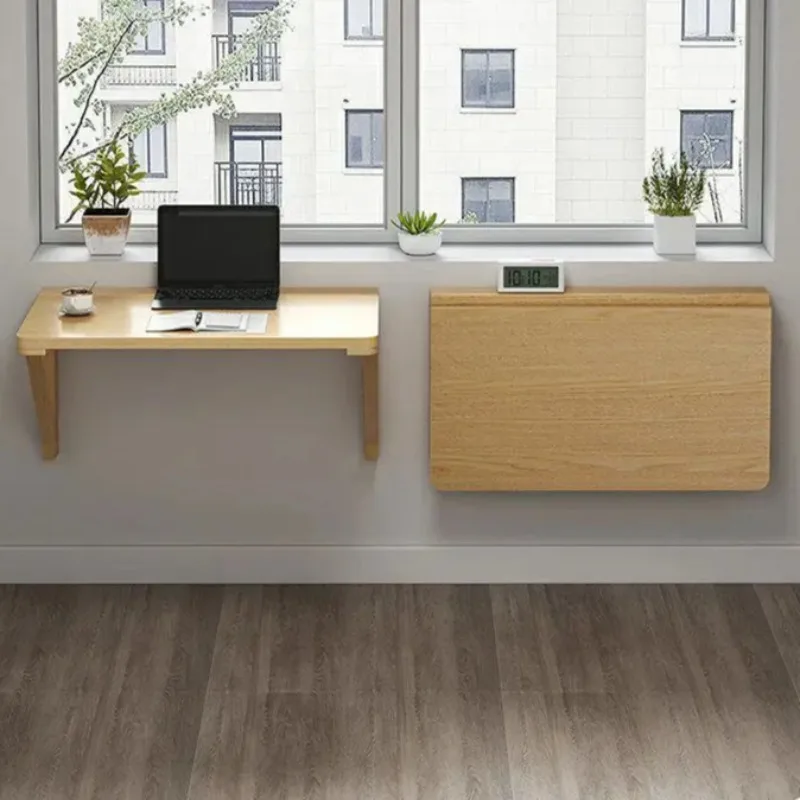 

Настенный складной стол, компьютерный стол из массива дерева для небольших помещений, складной стол с полкой для домашнего офиса
