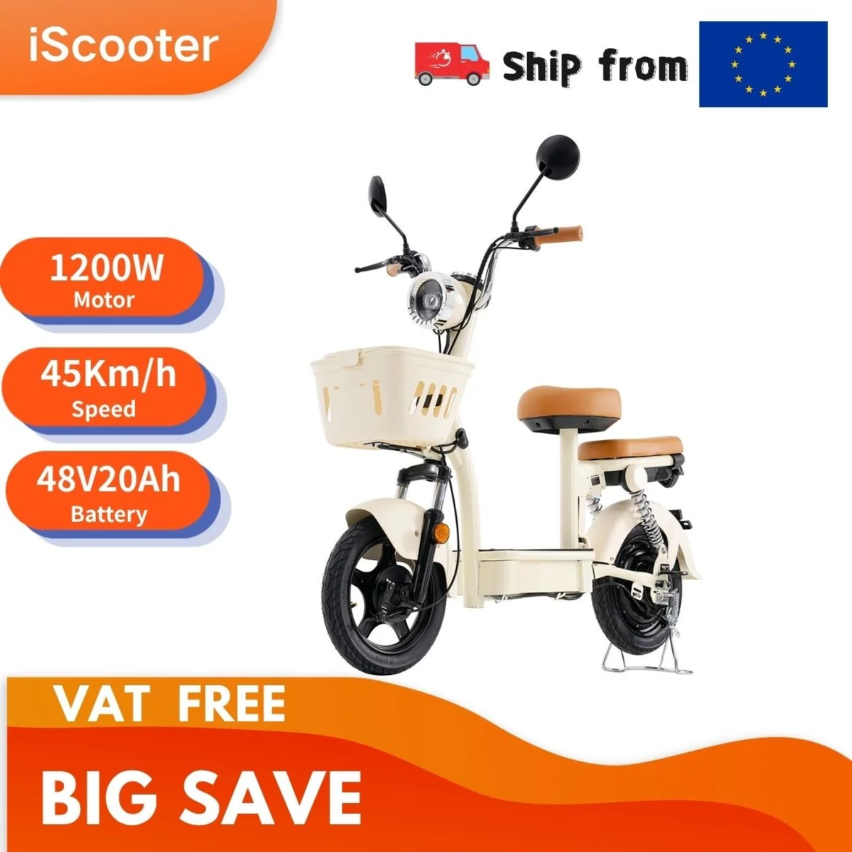 Image of Iscooter Y16 Elektrofahrrad für Erwachsene 48V20Ah Batterie 90-100Km Reichweite 45Km/h Höchstgeschwindigkeit 14 Zoll Reifen Stoßdämpfer Wasserdicht