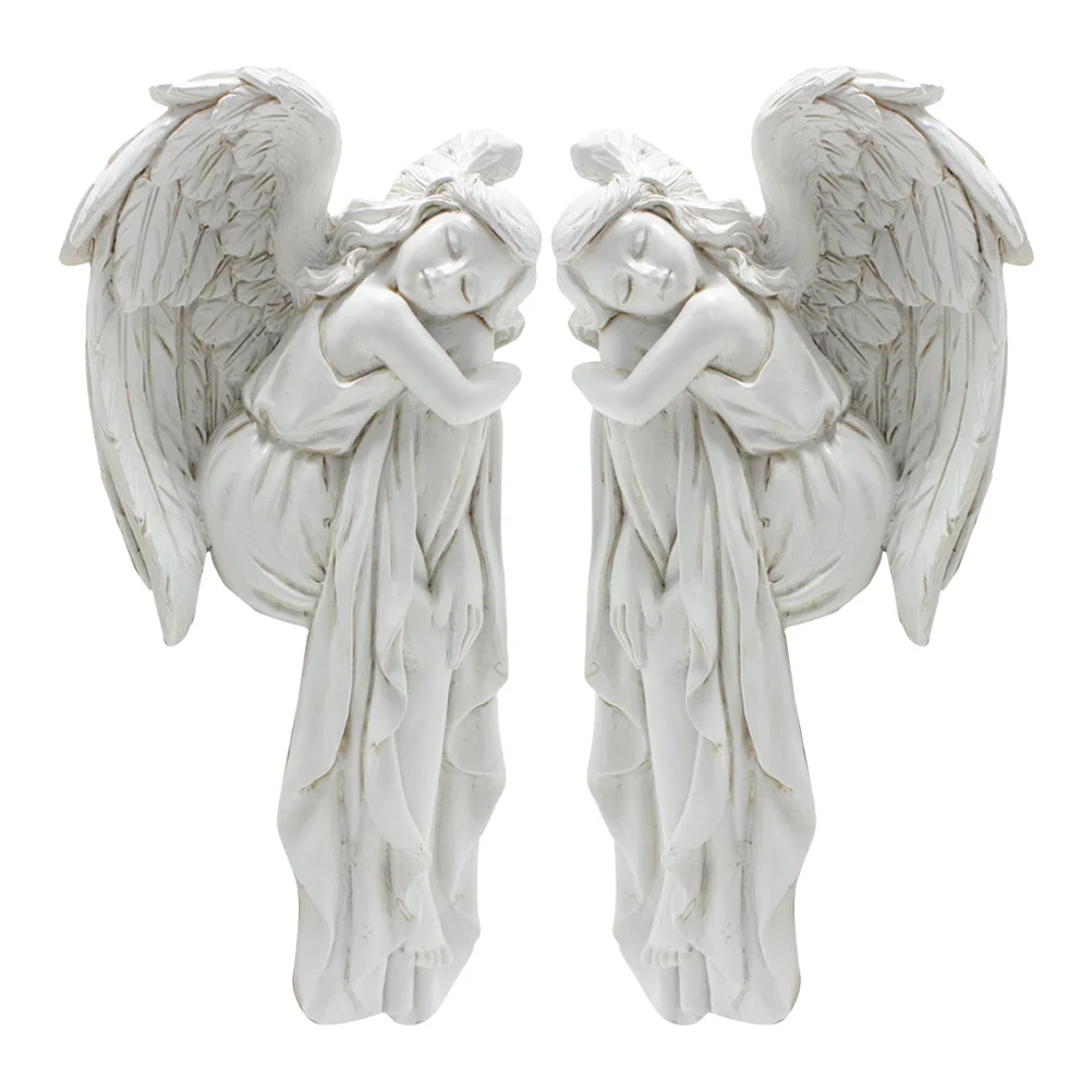 

2pcs Door Frame Angel Decor Resin Statues Ornament Wing Wall Art Home Decoration Festival Party Photo Prop Gift