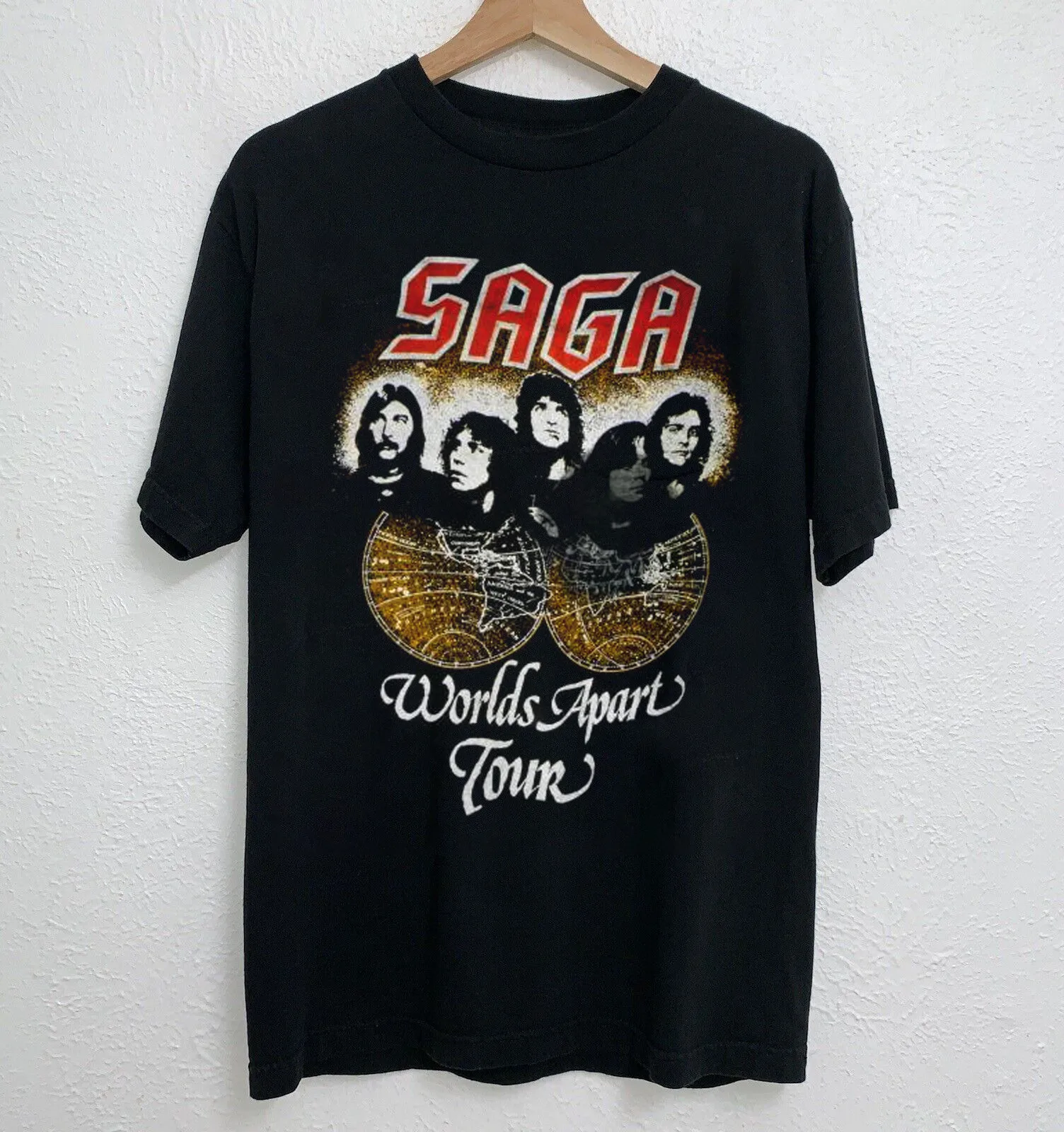 1982 SAGA IN TRANSIT WORLDS APART Tour T Shirt BLACK All Size S 5XL HP211