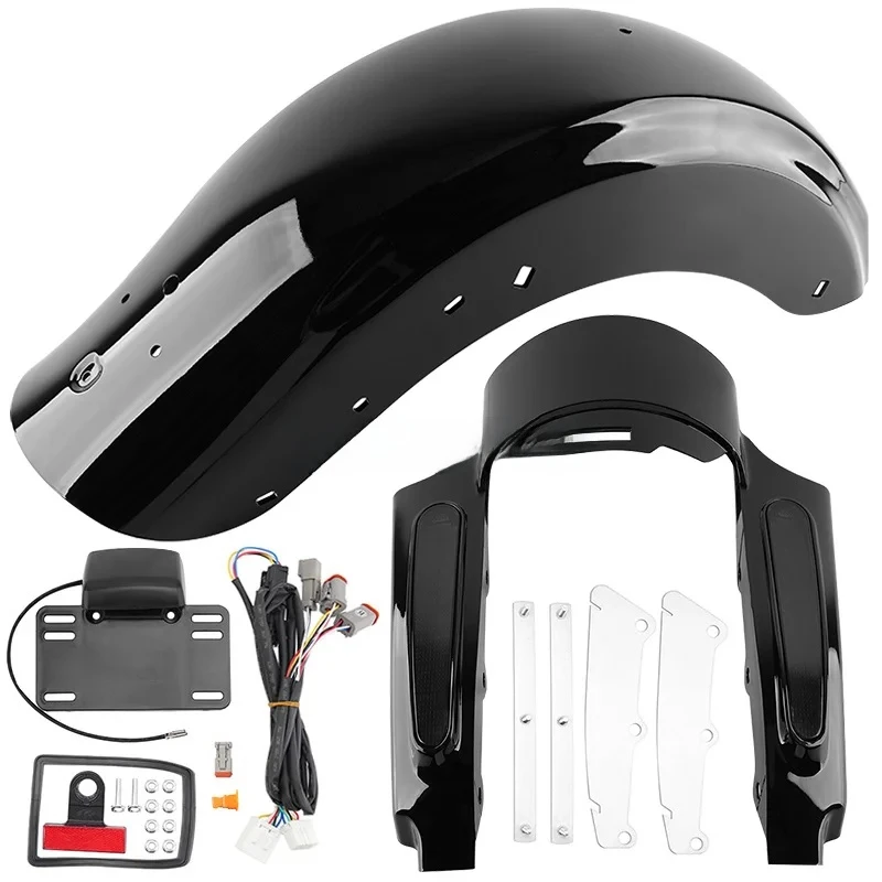 For Harley Touring Road King Electra Glide 09-13 Motorcycle Rear Fender Extension Fascia Set with Run Turn Brake Light