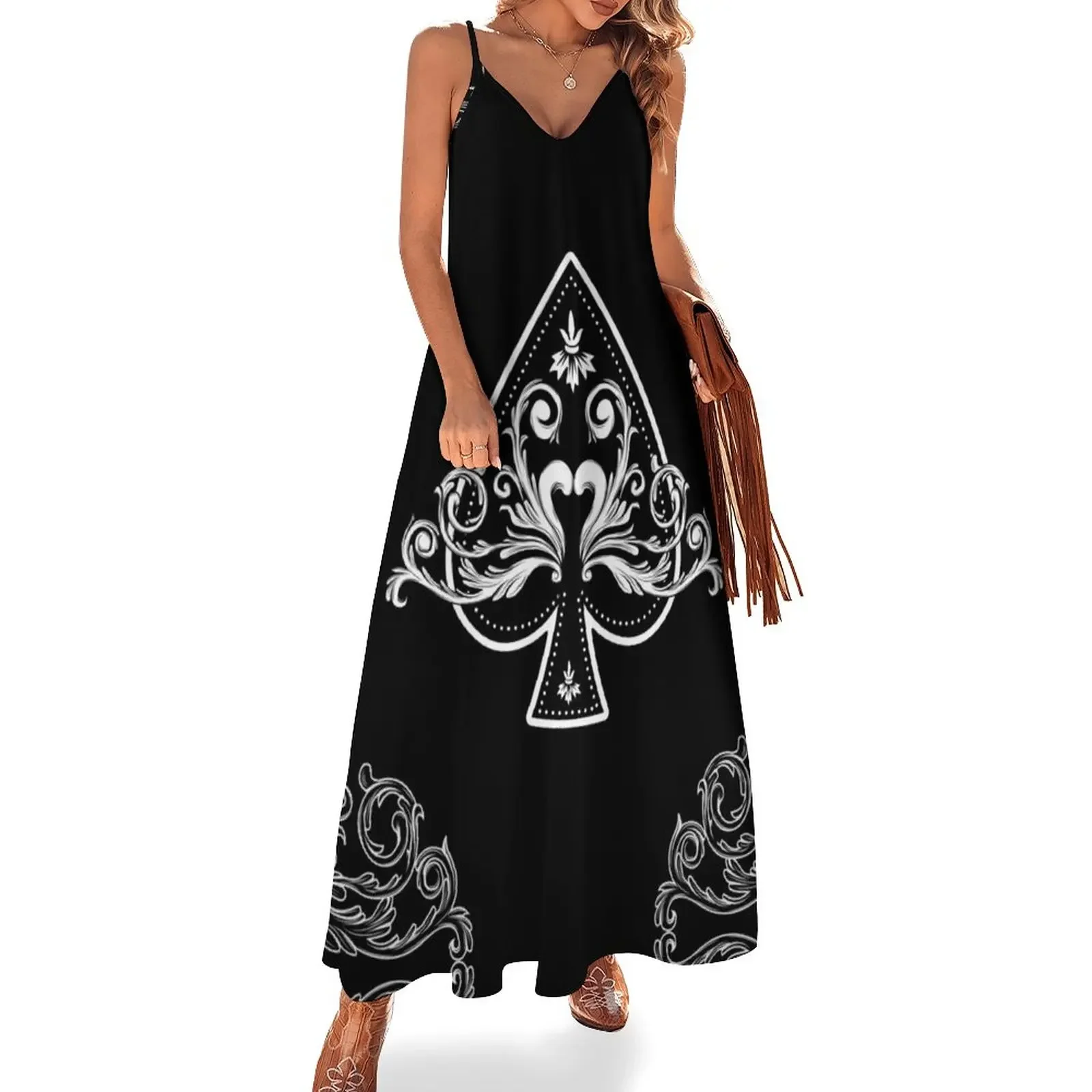 

Ace of Spades Vintage Cool Black Sleeveless Dress luxury woman party dress summer dress womens 2024