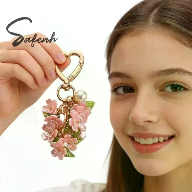 Porte-clés créatif et tendance en forme de cœur rempli de fleurs, décorations pour sacs, porte-clés à suspendre pour bagages