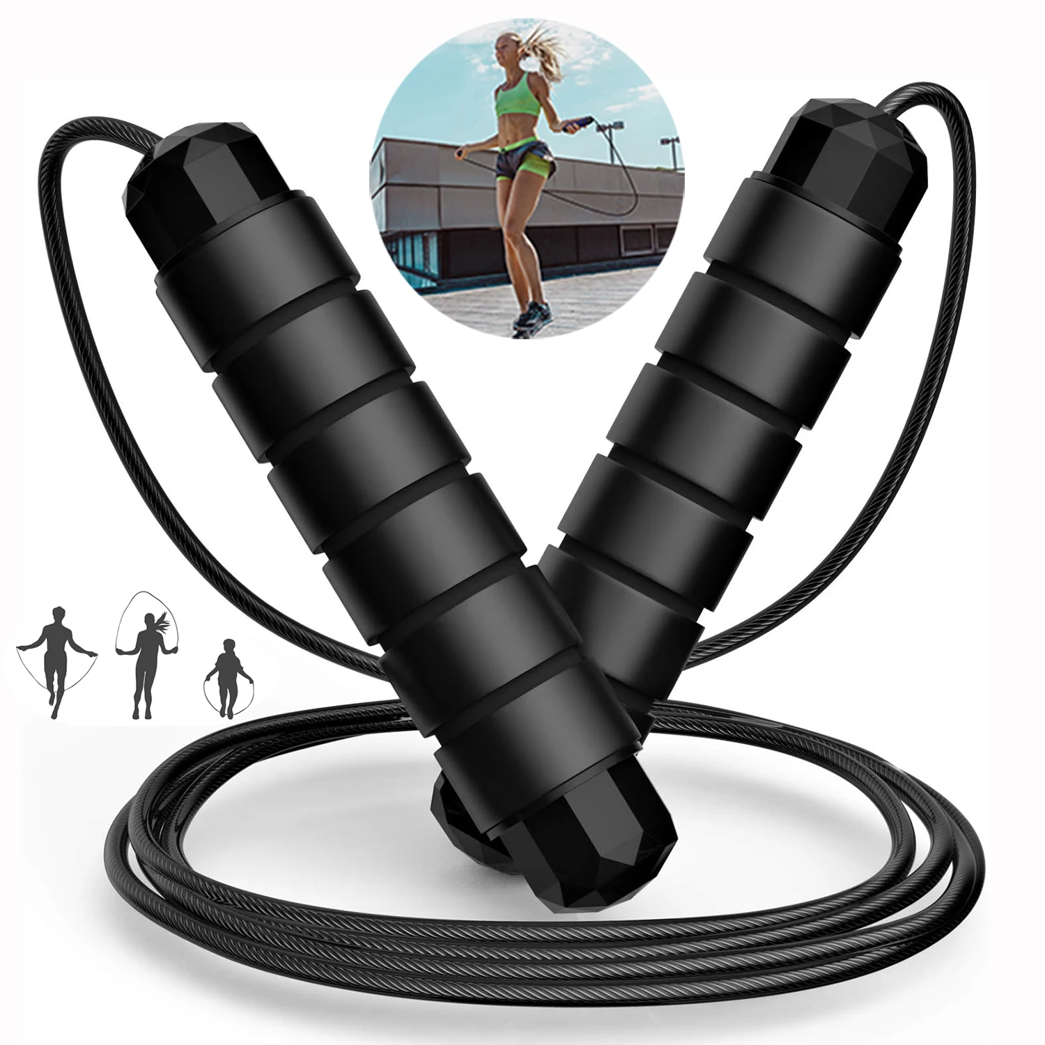 Foam Handles Jump Rope Adjustable Skipping Rope Tangle Free Speed Jumping Rope for Men Women Kids Fitness GYM Workout Exercise