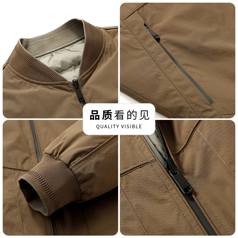 Casual Double-Sided Wearable Lightweight Men's Baseball Collar Duck Down Jackets New 2025 Autumn Winter Outwear Warm Puffer Coat