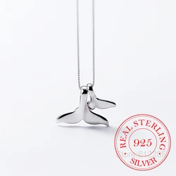 925 Sterling Silver Double Whale Tail Choker Necklaces & Pendants For Women Flyleaf Creative Lady Fine Wedding Party Jewelry