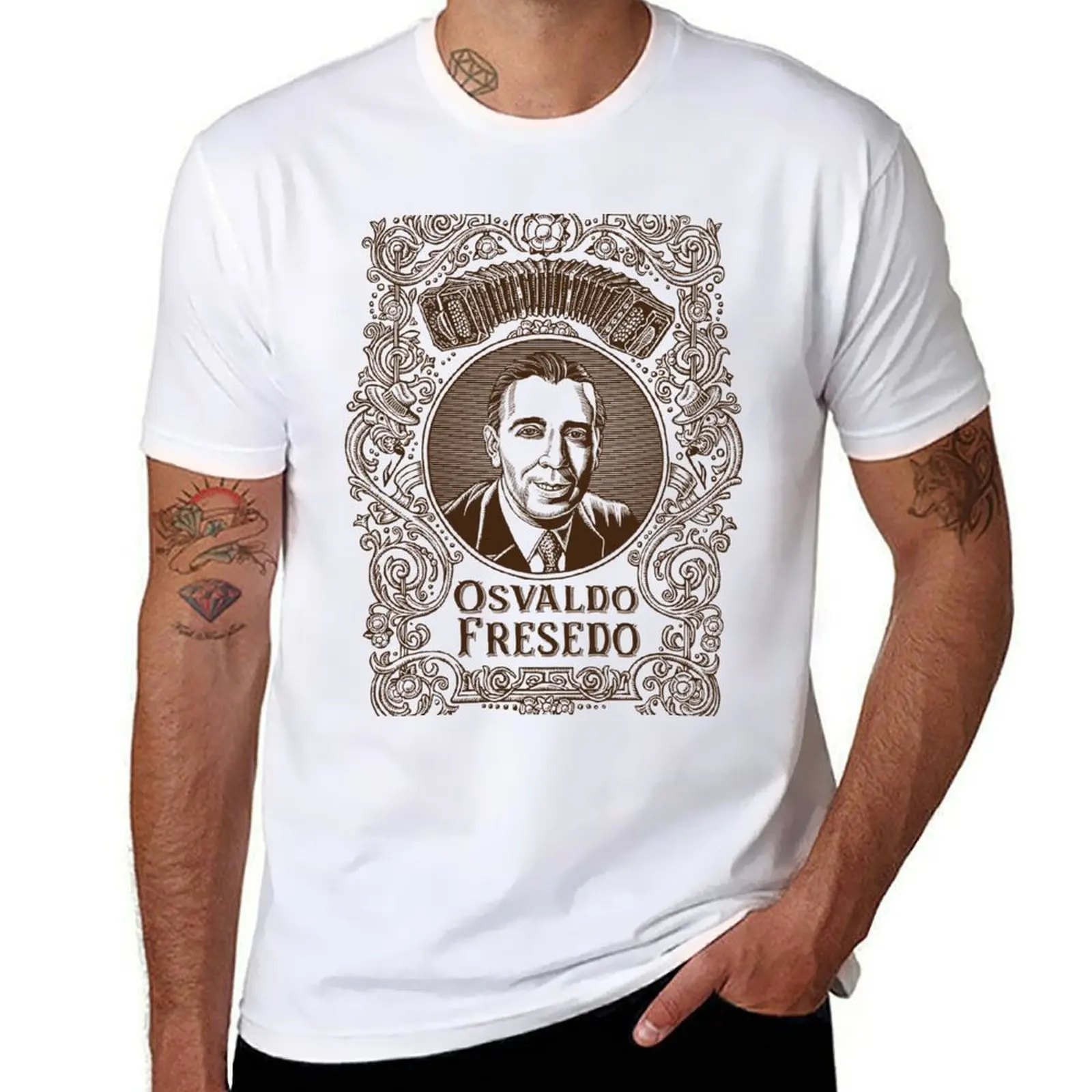 

Osvaldo Fresedo in Brown T-Shirt t shirts for man graphic tees t shirt man casual man t shirts cotton T-shirt