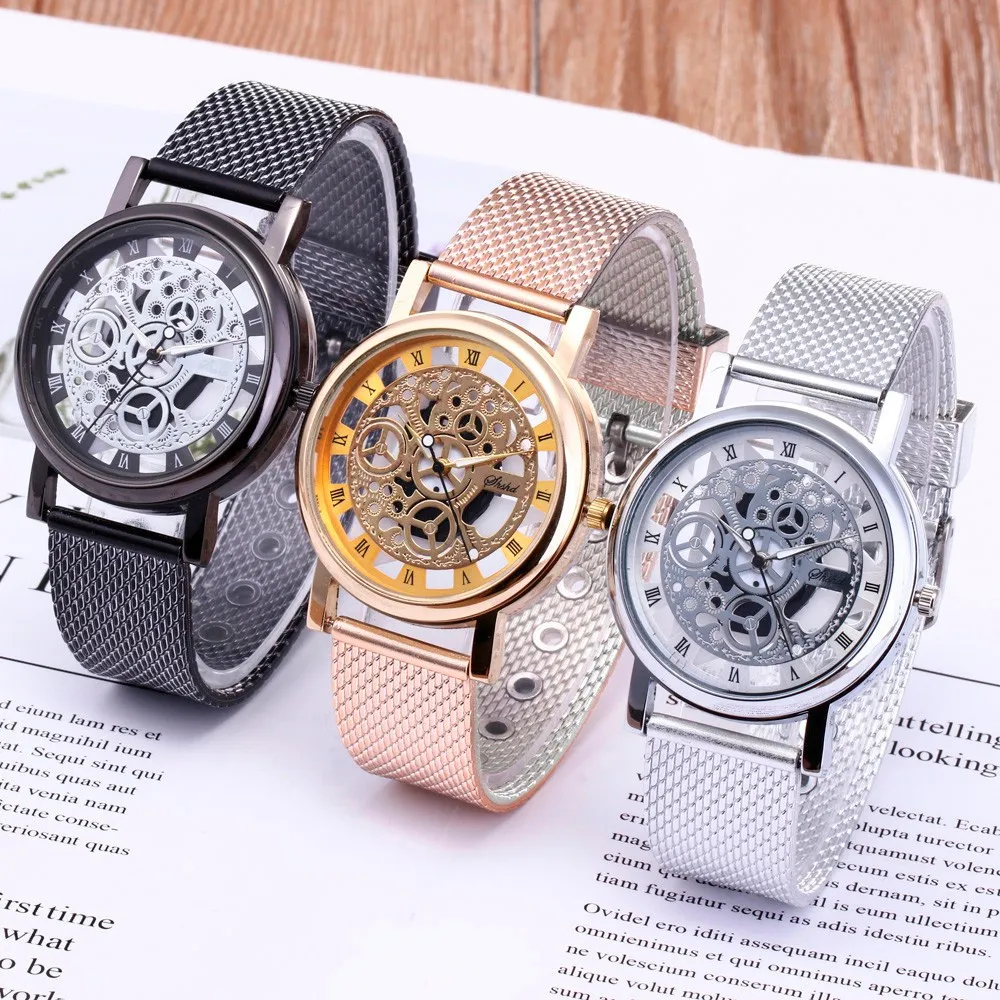 Men Luxury Stainless Steel Quartz Military Sport Plastic Band Dial Wrist Watch