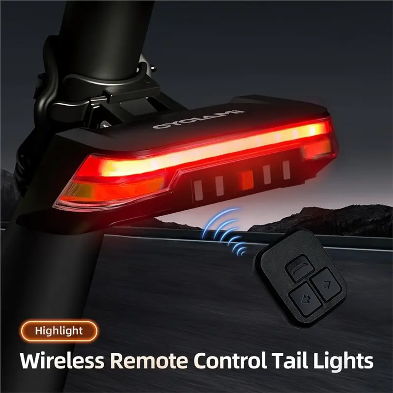 【TRAVEL ESSENTIAL】CYCLAMI Bicycle Tail Light Wireless Remote Control Turn Sign Cycling Light Lamp Security Warning Bike Rear Lig