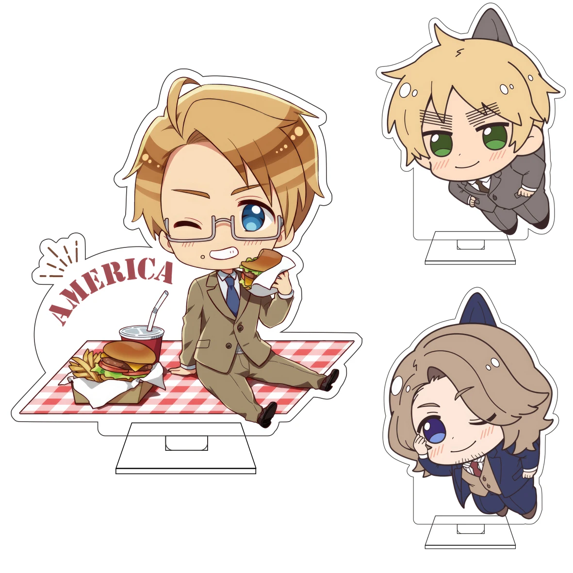 10CM Anime ‌ Welt ☆ Stars Cosplay Niedliche Acryl-Figur Standfigur Ludwig Beilschmidt Feliciano Vargas Ornamente Geschenke