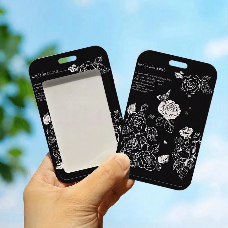 Cartoon Black Cat Card Holders Waterproof Plastic Card Cover Student ID Card Protective Cover Badge Bank Card Protective Cover
