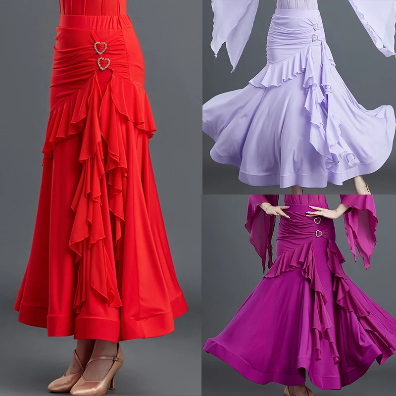 

Ballroom Dance Costume Womens Prom Competition Skirt Adult Prom Waltz Dance Performance Practice Clothes Dancing Skirt XH2546