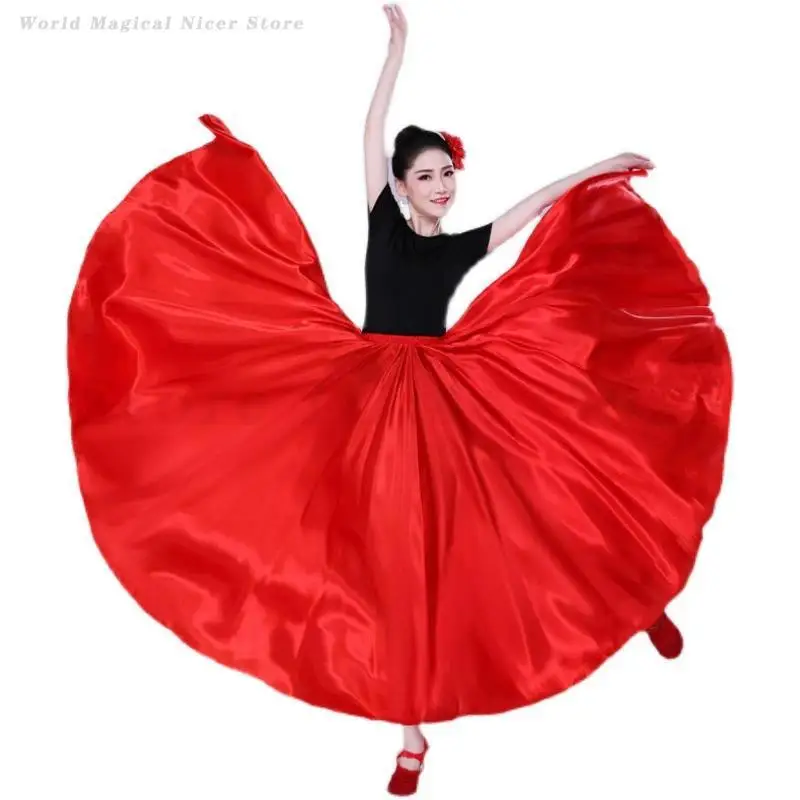 Adult Women's Dance Practice Costume Team Performance Long Latin Belly Dance Skirt 360 Degree Belly Flamenco Tango Dancer Skirts