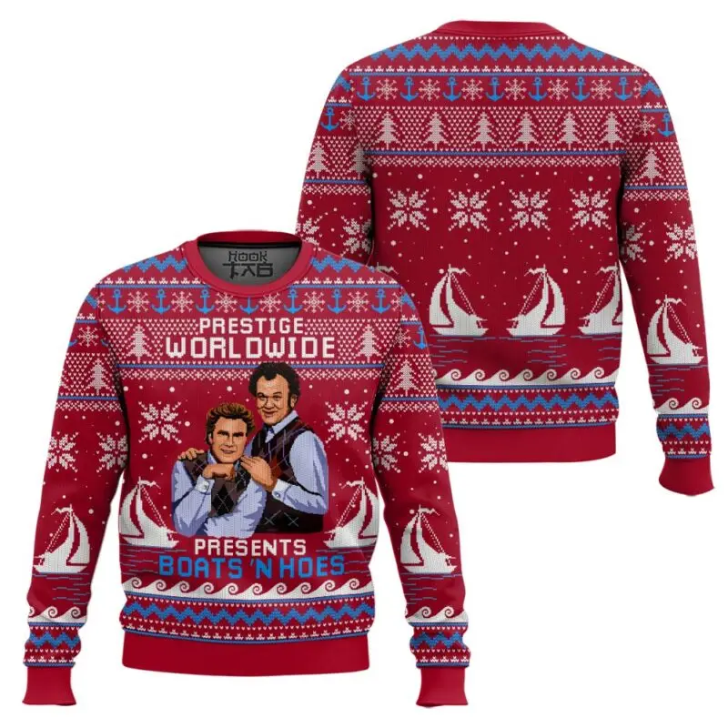 

Christmas Ugly Sweater Step Brothers Periphery Fun Anchor And Sailing Element Christmas Style Round Neck Sweater Party Leisure