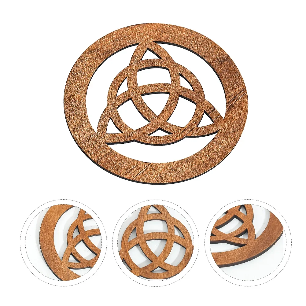 12CM Wood Board Witchcraft Altar Divination Plank Prop Laser Celtic Knot Strength Energy Coaster Pad Wand Astrology Charm Dangle