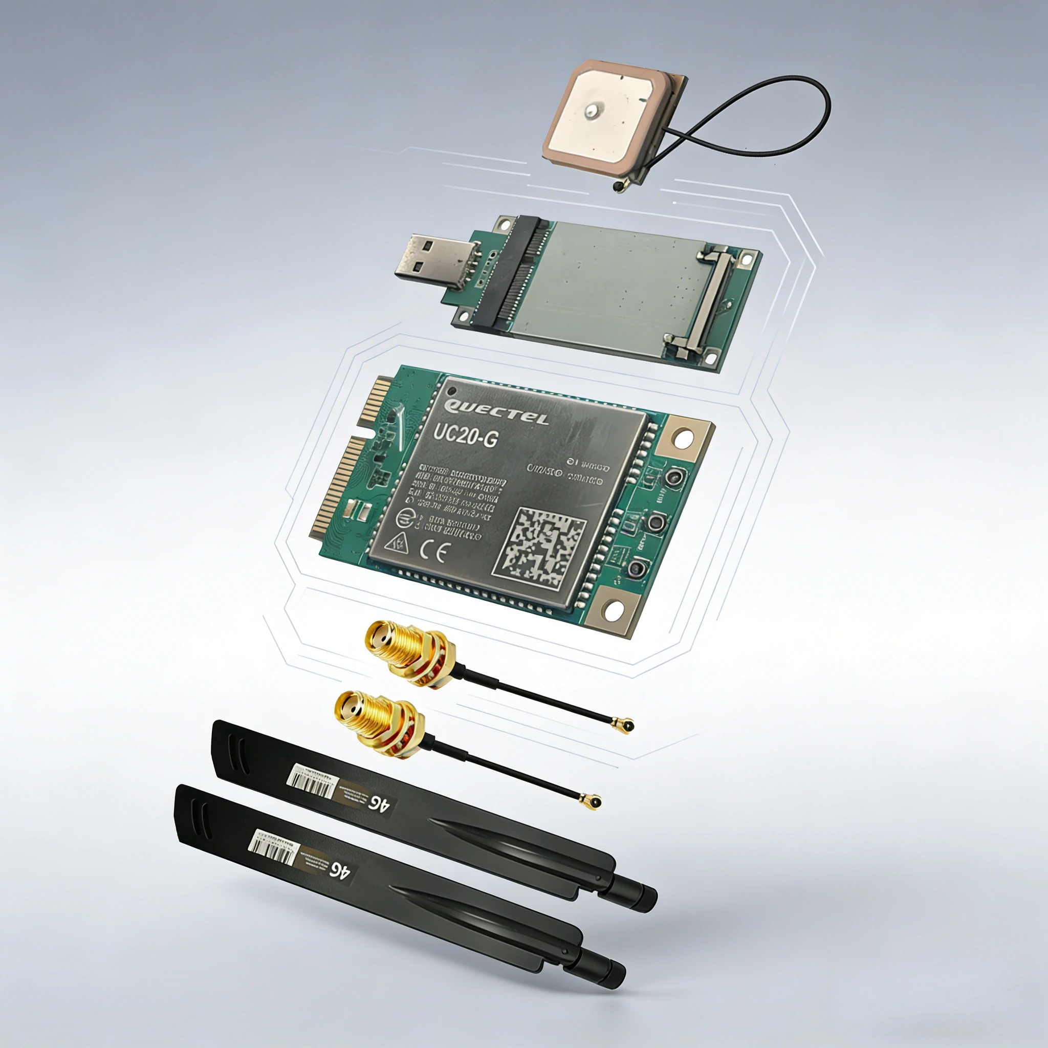 quectel-uc20-uc20-g-ミニ-pcie-4g-アンテナ-mini-pcie-usb-アダプター、sim-カード-スロット付き-3g-モジュール-グローバル-ufl-sma-ピグテール-gps
