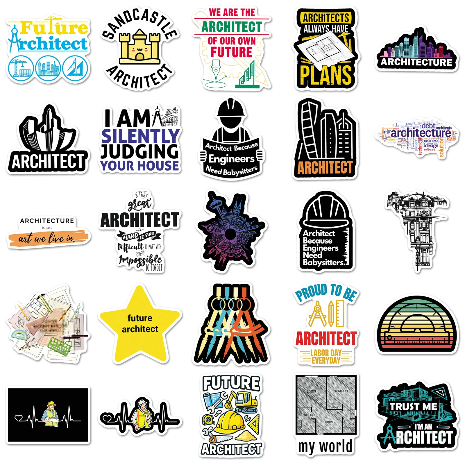 10/50PCS Architect Graffiti Stickers Engineer Profession Exquisite Sticker for Phone Computer Notebook Stationery DIY Toys