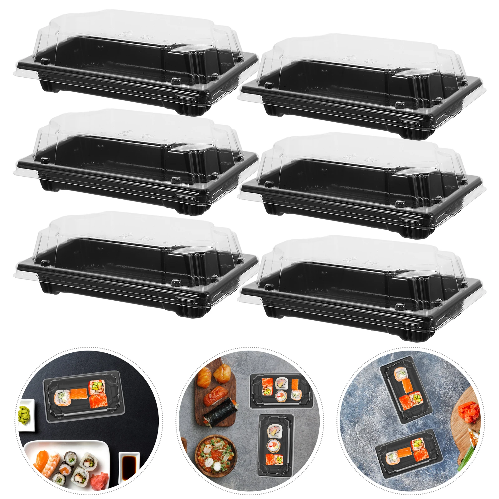 

50pcs Disposable Sushi Boxes Eco Friendly Sushi Packing Box Fruit Cake Carry Out Container Take Out Boxes Storage Containers