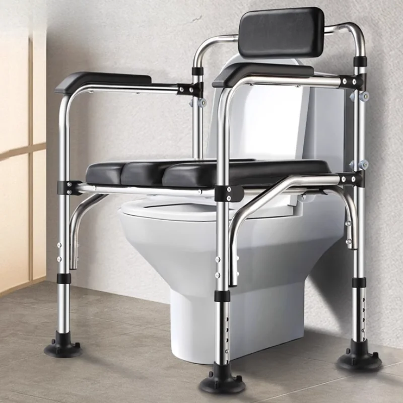 Pregnant Women Household Stainless Steel Toilet Seats Foldable Bath Chairs Reinforced Toilet Handrail Toilet Frame for Elderly