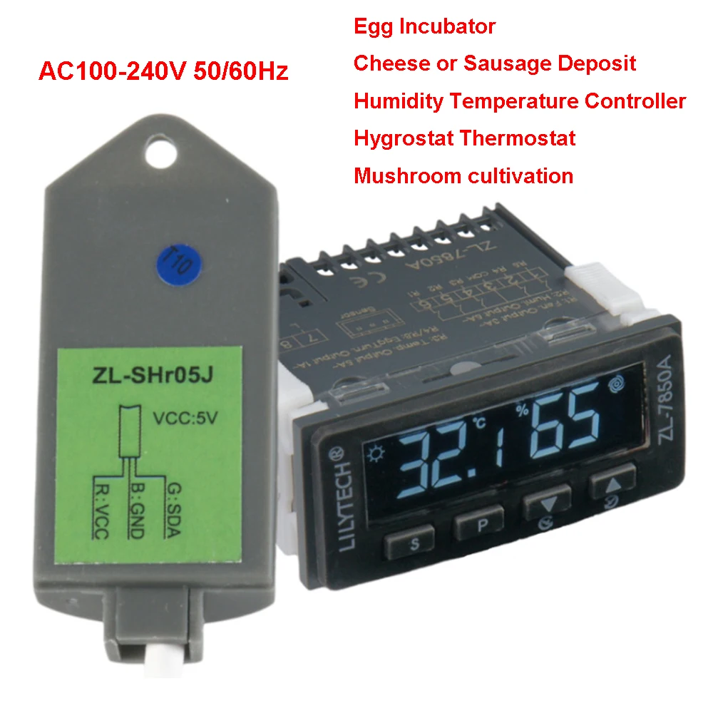 ZL-7850A Digital Thermostat Humidity Temperature Controller Egg Incubator Temperature Humidity Controller Hygrostat Thermostat