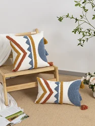 1pc Geometric Pattern Circle Velvet Embroidered Pillow Cover Cotton Sail Material Nordic Wind Style Su Sui Zi Daily Room