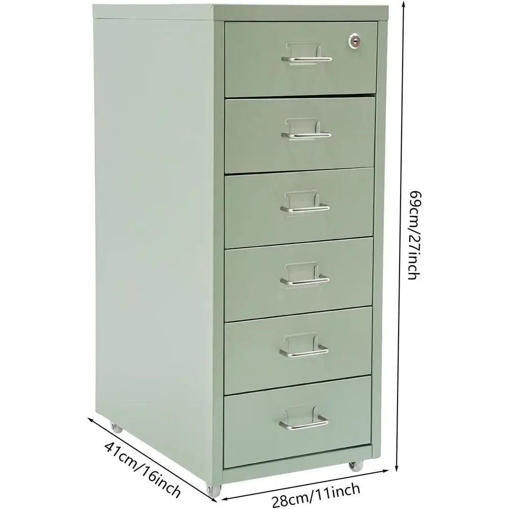 Metal Vertical Filing Cabinet with Lock, Green, for A4/Letter/Legal Files