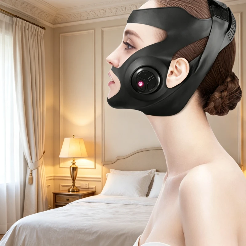V-Shape Face Lifting Massager Mask, EMS Microcurrent Vibration Jawline Trainer & Contour Beauty Device, Durable Reusable Design