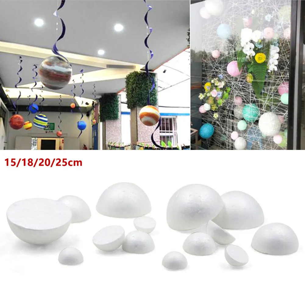 1pcs 15/18/20/25cm Half Round Polystyrene Foam Balls For DIY Christmas Natal Kids Painted Wedding Party Flower Ball Decor