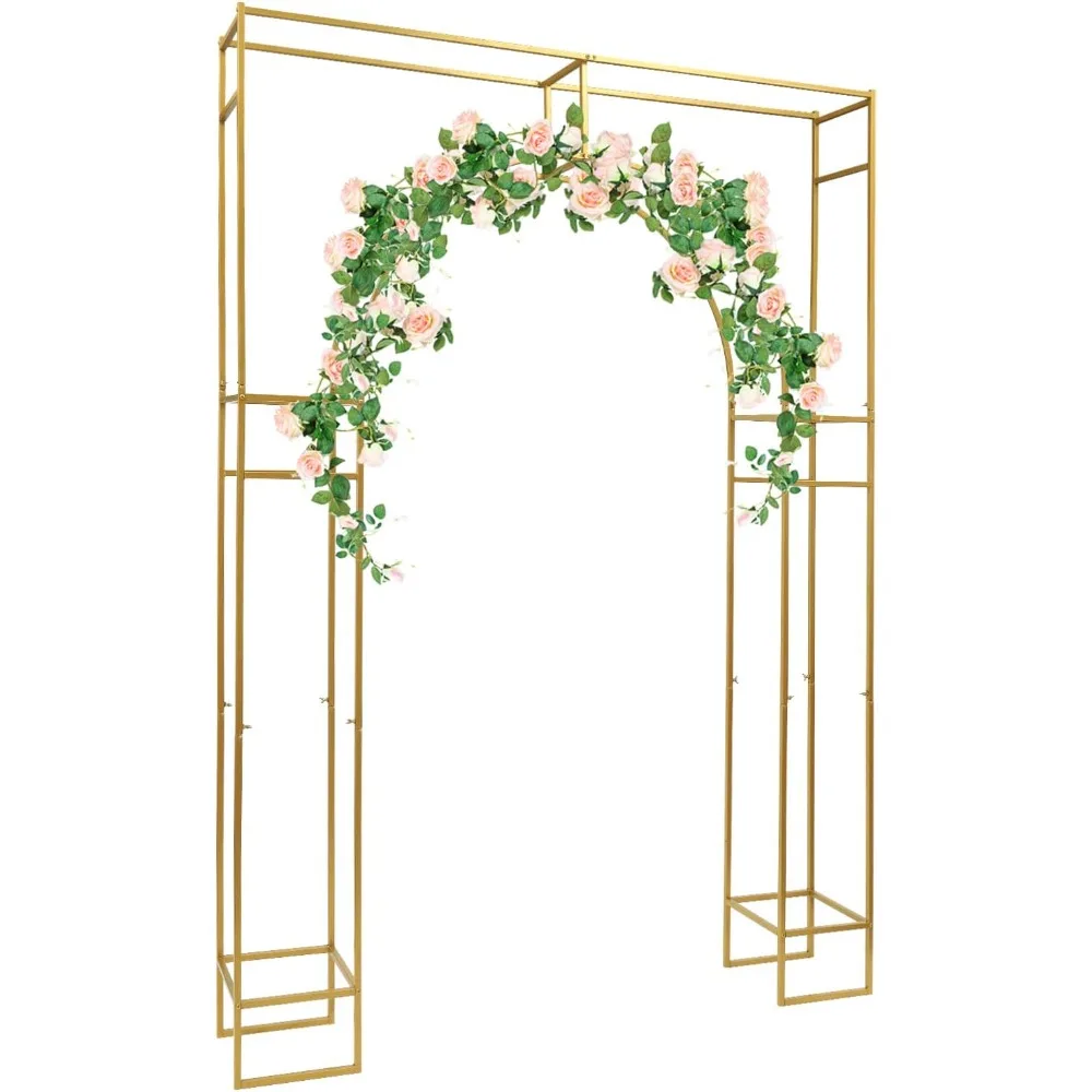 

Wedding Arch Backdrop Stand, 5.91 * 7.87FT Square Metal Balloon Arch Stand Garden Arbor Frame Flower Stand Background Decoration