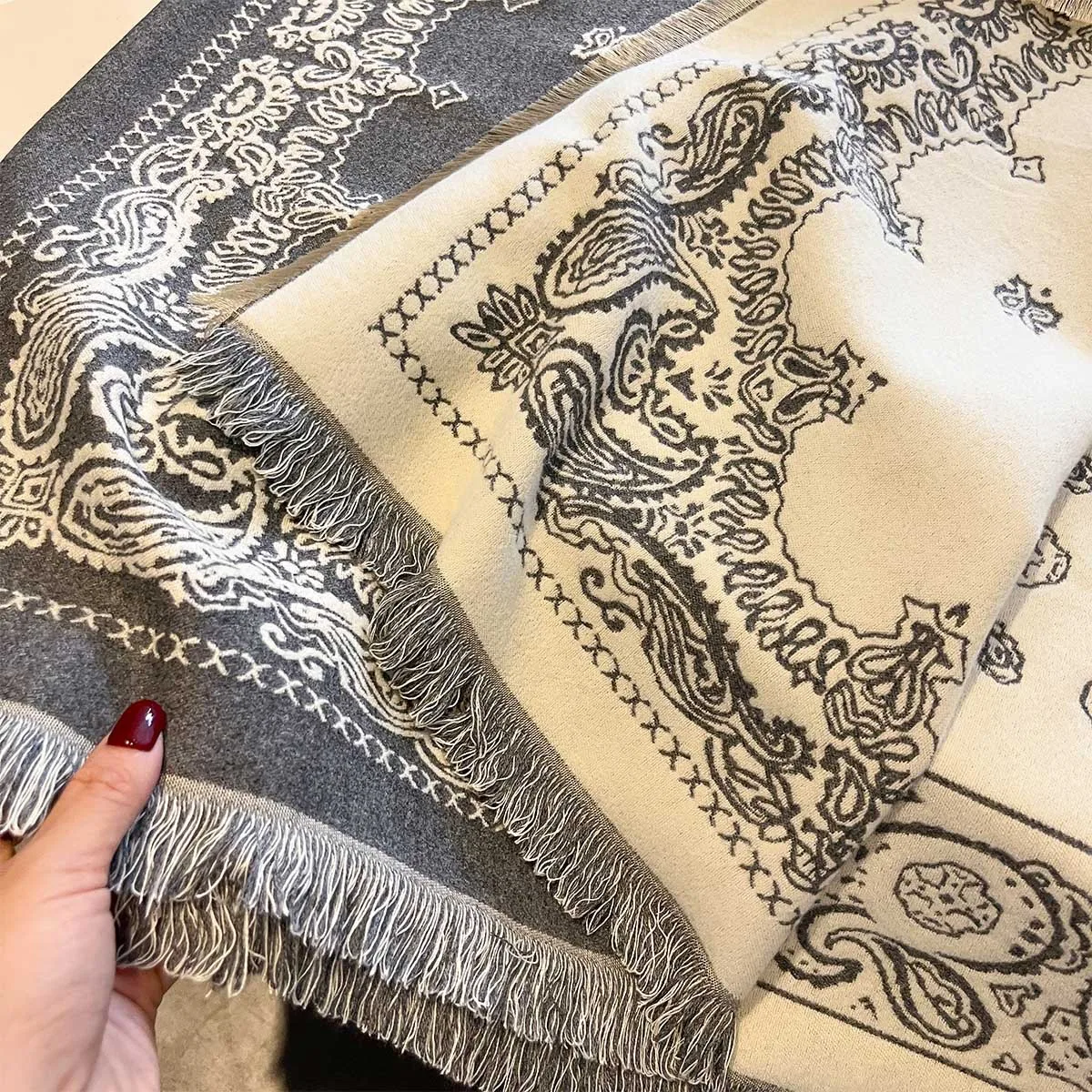 2024 New Elegance Cashmere Warm Scarf For Women Winter Thick Blanket Wraps Two-sided Bufanda Echarpe Pashmina Luxury Print Shawl