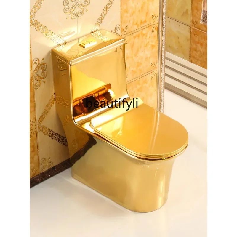 

European-Style Golden Toilet Creative Personalized Art Bar Flush Toilet Siphon Deodorant Toilet