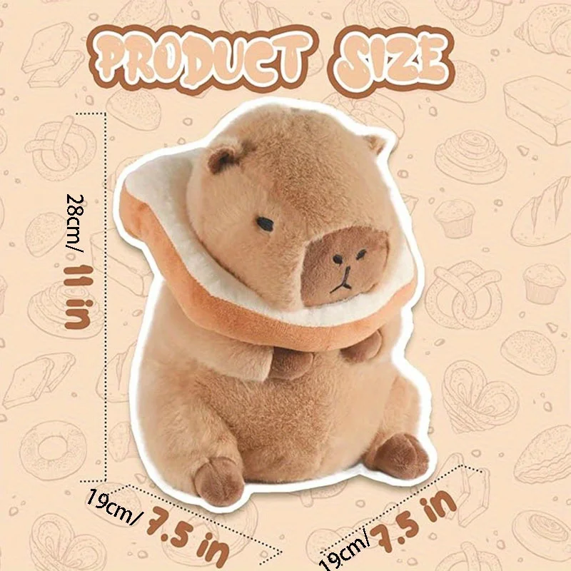 Cute Capybara Plush Pillow with Bread Kawaii Soft Capybara Plush Doll Pillow Capybara Stuffed Animals Toys for Kids Girls Boys