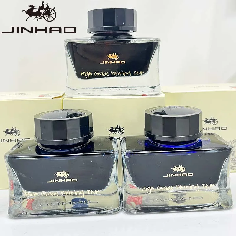 حبر قلم حبر Jinhao Premium 50 مل - حبر الخط الأسود الناعم/الأزرق/الأزرق - مثالي للكتابة و #5