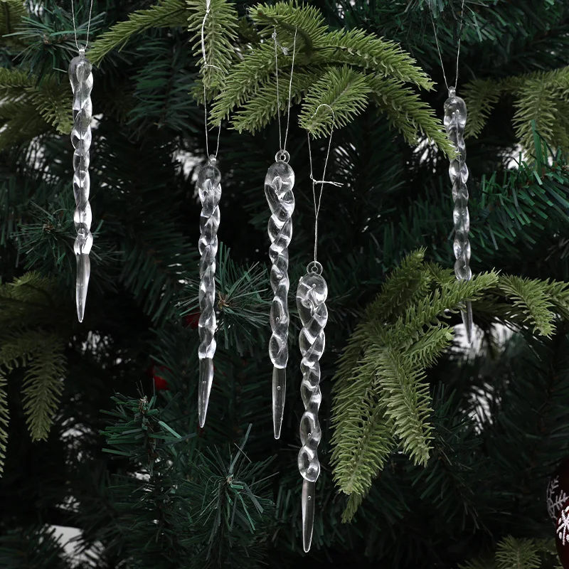 Cross-border Christmas Supplies Creative Transparent Ice Bar Pendant New Christmas Tree Decoration Threaded Pendant Tree Pendant