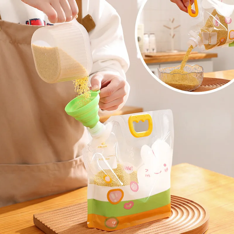 3PCS Kitchen Cereal Storage Bag Portable Food Packaging Bags Grain Sealed Bag Insect-Proof Fresh-Keeping Kitchen Storage Bags