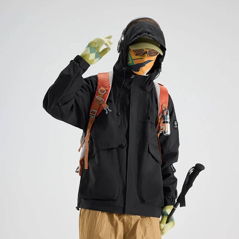Unisex Hooded Windbreaker Jacket Multi‑color Waterproof Outdoor Hiking Coat Loose Oversized Streetwear Camping Climbing Outerwea