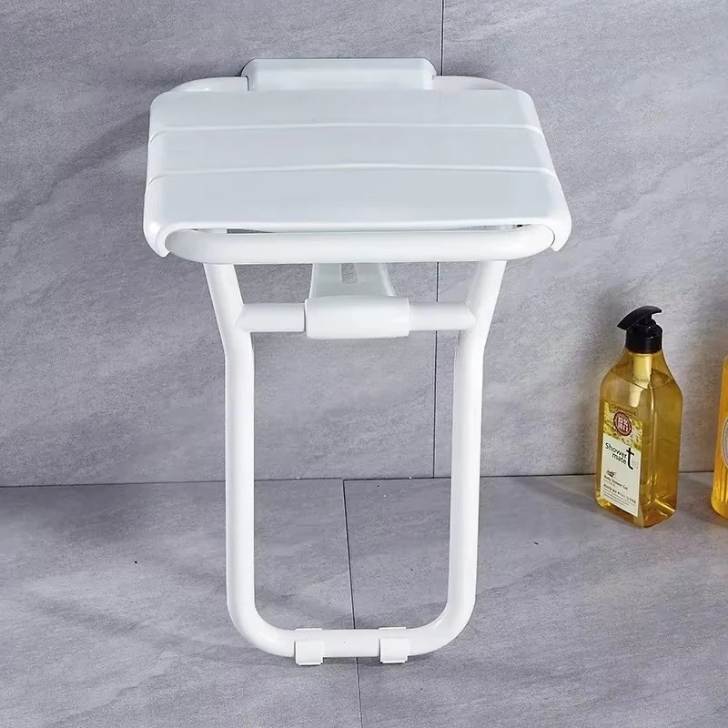 Folding Shower Seat Bathroom Safety Chair, Shower Stool with Legs for Elderly, Portable Bath Stool Seat with Wall Mount