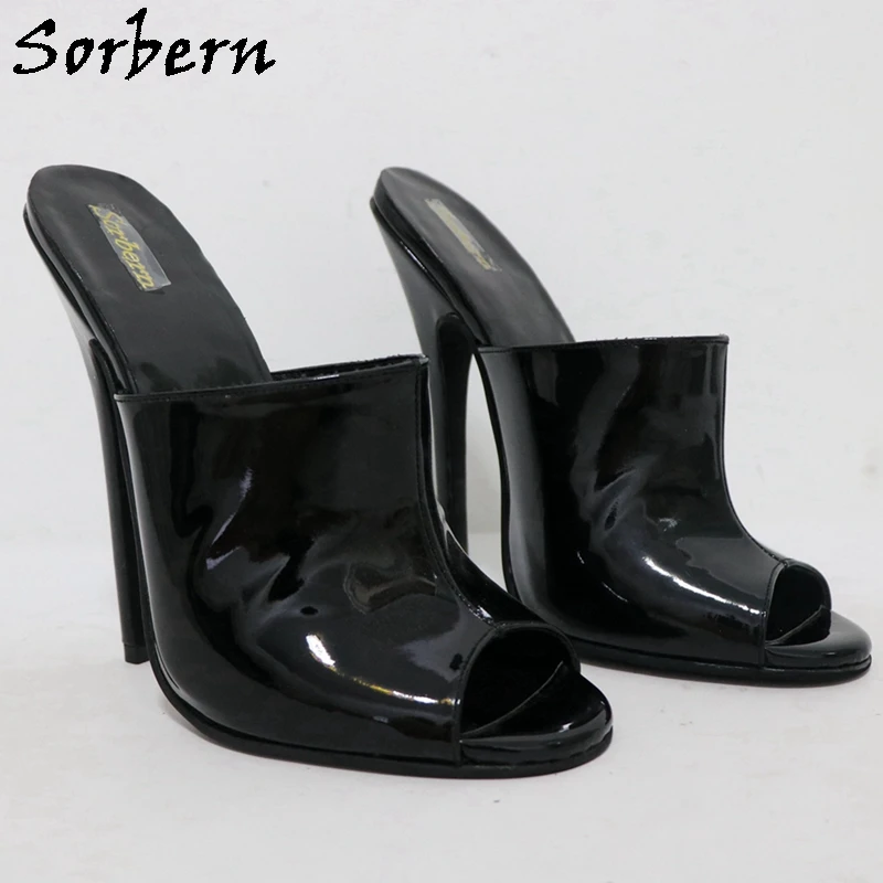 Sorbern 16Cm sandały z prawdziwej skóry kobiety szpilki wysokie obcasy Peep Toe Mule sandały na platformie wsuwane na niestandardowe kolory