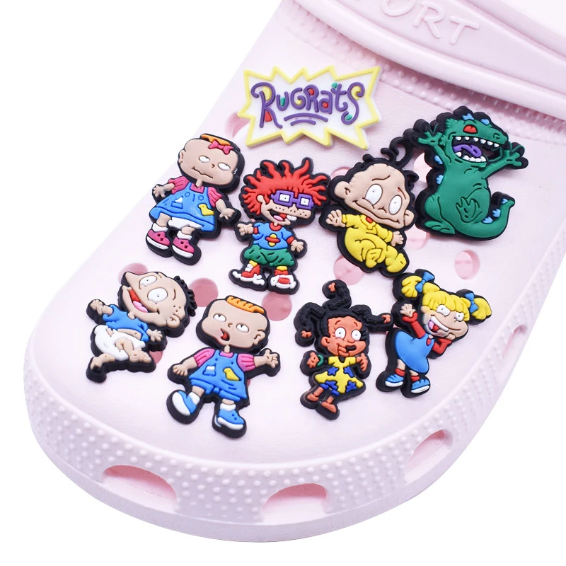 11PCS Hot New cartoon Mischievous little brat Shoes Charm various styles PVC Decoration Detachable Waterproof For Party Gifts