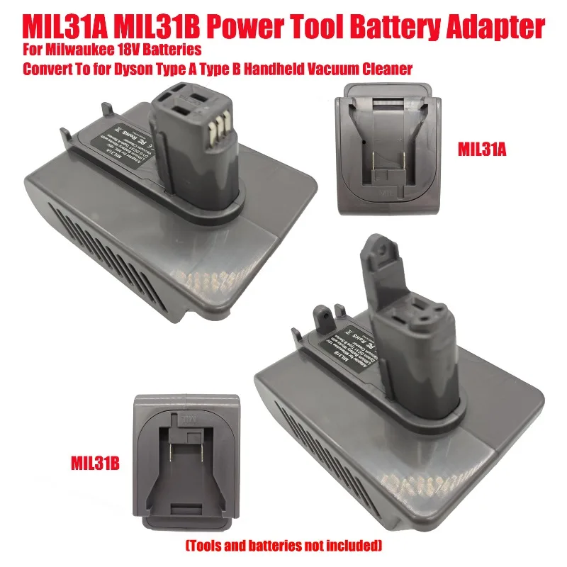 

For Milwaukee 18V Batteries Convert To for Dyson Type A Type B Handheld Vacuum Cleaner MIL31A MIL31B Power Tool Battery Adapter