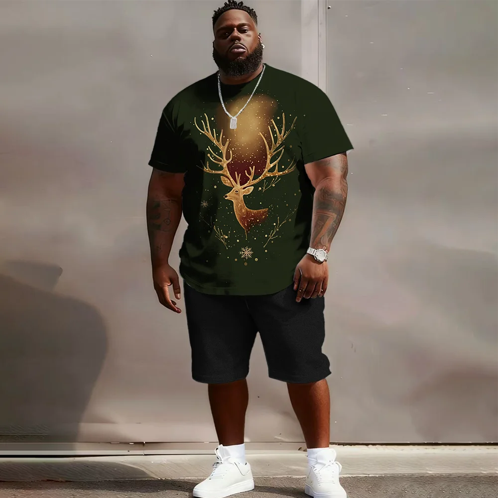 

S-9xl plus size Men's Goofy Animal Short Sleeve Set: Modern Playful - 2-Piece Big & Tall Cut, Skin-Friendly Fabric