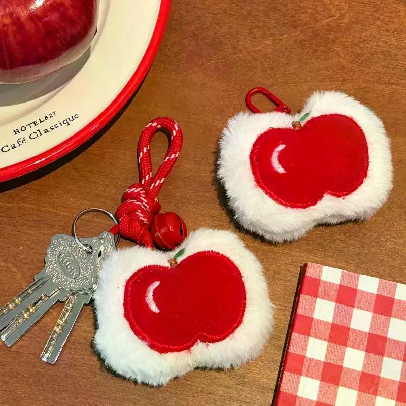 かわいいぬいぐるみフルーツアップルペンダントキーホルダー小銭入れソフトぬいぐるみジッパー小さな財布バックパックキーホルダー装飾ペンダントギフト