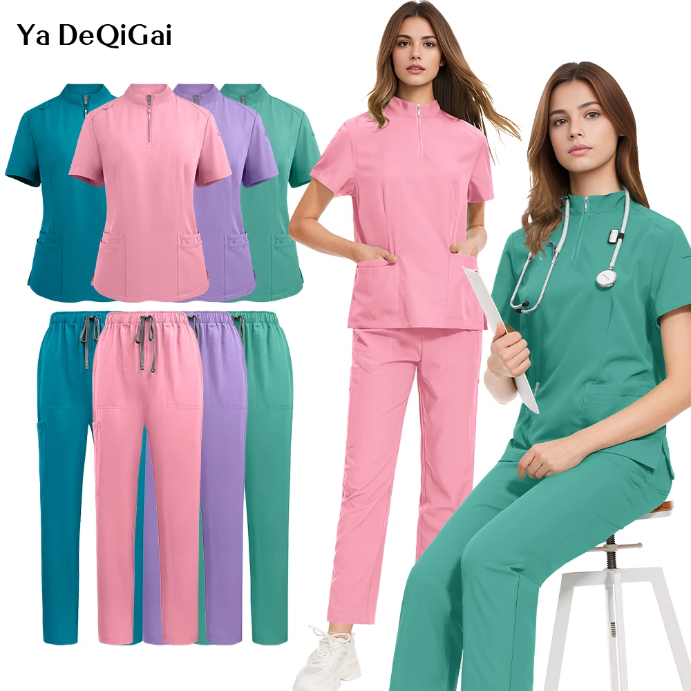 

Medical Uniforms Women Hospital Nurse Scurbs Set Dentist Overalls Doctor Workwear Nursing Surgery Work Clothes Short Sleeve Suit