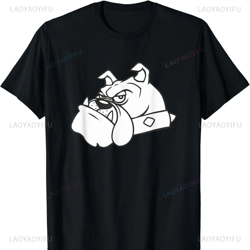 Cartoon Bulldog Head Cotton T Shirt Great Gift for Animal Fan Lover Gothic  T Shirt Y2k Accessories  Clothes Fashion unisex